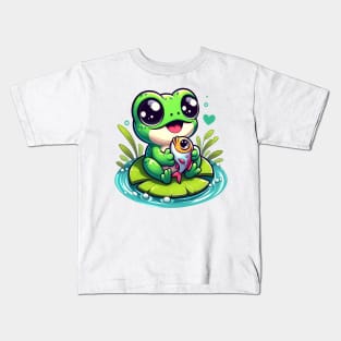 Cute Baby Frogs and Fish Kids T-Shirt